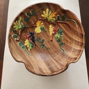 Vintage Italian Ceramic Handpainted Faux Wood Bowl